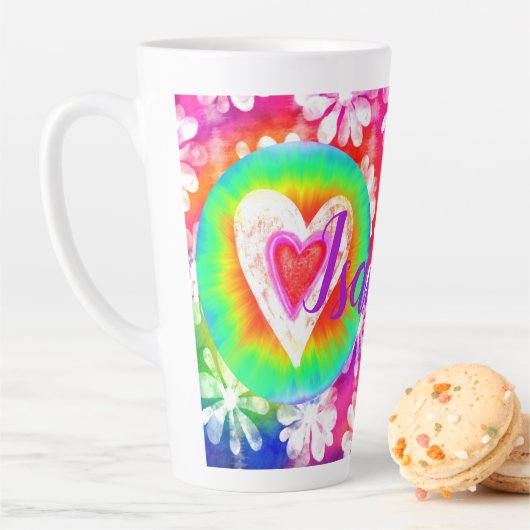 Tasse Latte Puissance des fleurs cardiaques personnalisable (En situation)