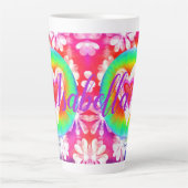 Tasse Latte Puissance des fleurs cardiaques personnalisable (Devant)