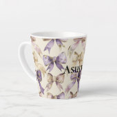 Tasse Latte Purple Gold Bows Anniversaire (Angle gauche)