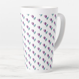 Tasse Latte Purple Green Floral Watercolor Hand-painted
