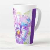 Tasse Latte Purple Pansy Flower Watercolor Womans Name Pansies (Angle droit)