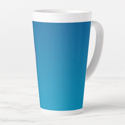 Tasse Latte Purple Square Flower with Blue background (Angle droit)