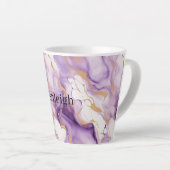 Tasse Latte Purple White Gold Abstract (Angle droit)