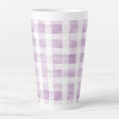 Tasse Latte Purple White Plaid Stripes (Devant)
