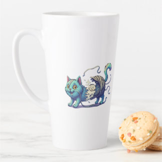 Tasse Latte Purr-fectly Tangled" T-Shirt - Whimsical Cat