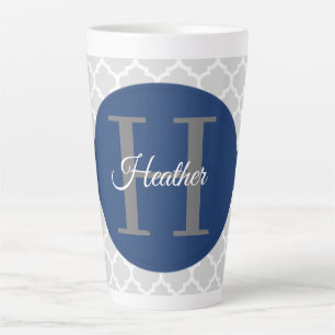 Tasse Latte Quatrefoil bleu personnalisé