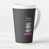 Tasse Latte Queen of sarcasm fun cat (Angle droit)