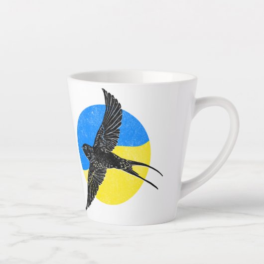 Tasse Latte Queue de Swallowtail sur fond Bleu & Jaune, modèle (Droite)
