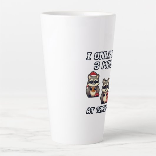 Tasse Latte Raccoon Je n'ai que 3 humeurs à Noël (Devant)