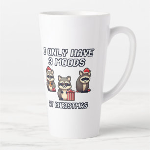 Tasse Latte Raccoon Je n'ai que 3 humeurs à Noël