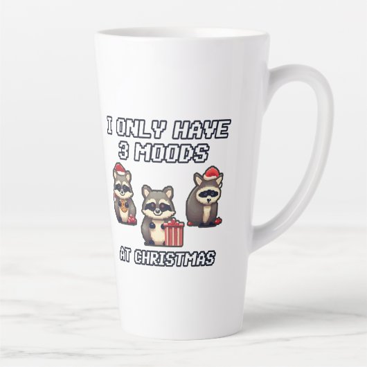 Tasse Latte Raccoon Je n'ai que 3 humeurs à Noël (Droite)