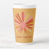 Tasse Latte "Radiate Positivity" Retro Sunburst Art | 70s Styl (Devant)