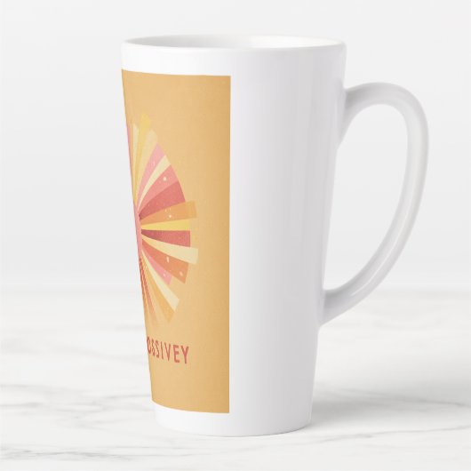 Tasse Latte "Radiate Positivity" Retro Sunburst Art | 70s Styl (Droite)