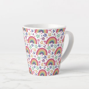 Tasse Latte Rainbows and Flowers