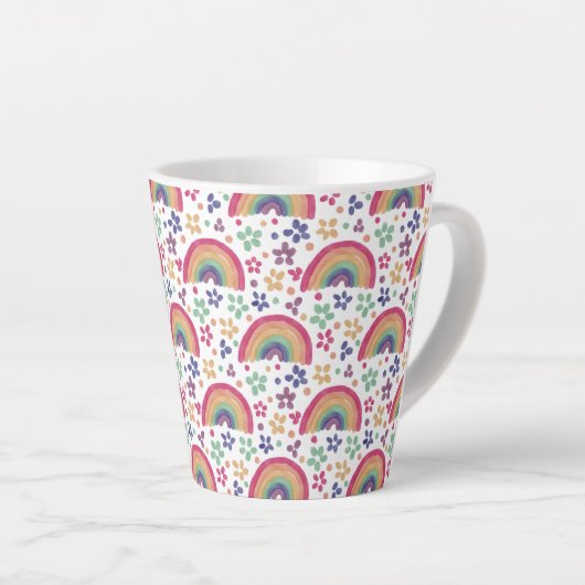 Tasse Latte Rainbows and Flowers (Angle droit)