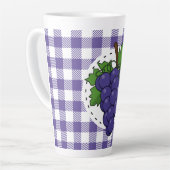 Tasse Latte Raisins sur Plaid violet blanc (Angle gauche)