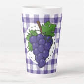 Tasse Latte Raisins sur Plaid violet blanc (Devant)