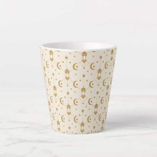 Tasse Latte Ramadan Lanterns & Crescent Seamless  (Devant)