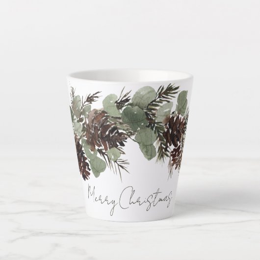 Tasse Latte Rameaux de Noël Cônes de pin (Devant)