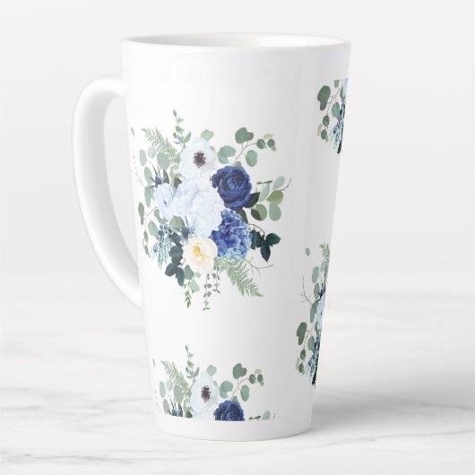 Tasse Latte Ranunculus Anemone Hydrangea Rose arrière - plan b (Angle gauche)