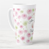 Tasse Latte Ranunculus rose menthe joli   (Angle gauche)