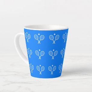 Tasse Latte Raquettes de tennis Arrière - plan bleu