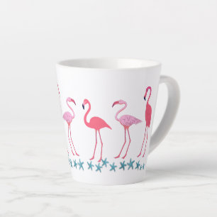 Tasse Latte Rassemblement de flamants roses et étoiles de mer