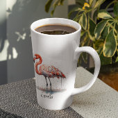 Tasse Latte Rayon de Flamant rose : Aquarelle tropicale, perso