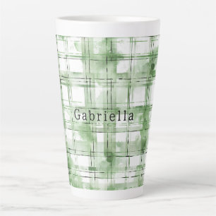 Tasse Latte Rayures à carreaux verts blancs