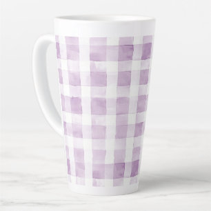Tasse Latte Rayures à Carreaux Violettes et Blanches