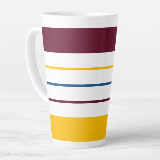 Tasse Latte Rayures ambrées jaunes automnales (Angle gauche)