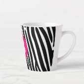 Tasse Latte Rayures Classiques de Zèbre Monogramme Rose Clair (Droite)