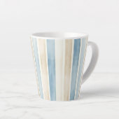 Tasse Latte Rayures Crème Bleu de Plage (Angle droit)