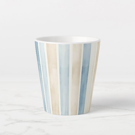 Tasse Latte Rayures Crème Bleu de Plage (Devant)