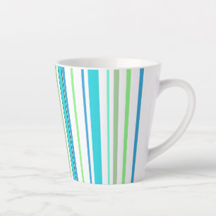 Tasse Latte Rayures de couleur de plage bleu-vert aquatique