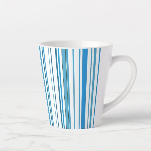 Tasse Latte Rayures de couleur de plage bleue (Droite)
