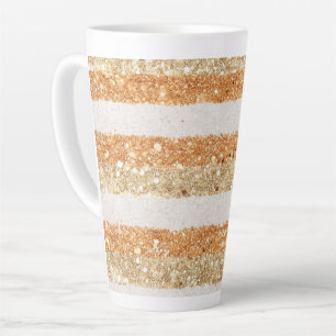 Tasse Latte Rayures de crème scintillante orange doré