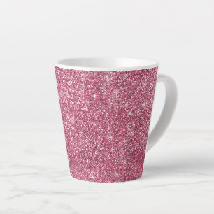Tasse Latte Rayures De Glitterie Rose Faux
