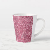Tasse Latte Rayures De Glitterie Rose Faux (Droite)