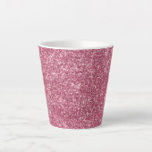 Tasse Latte Rayures De Glitterie Rose Faux (Devant)