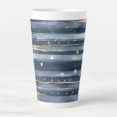 Tasse Latte Rayures de points de rêves d'or bleu (Devant)