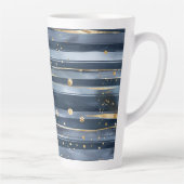 Tasse Latte Rayures de points de rêves d'or bleu (Droite)