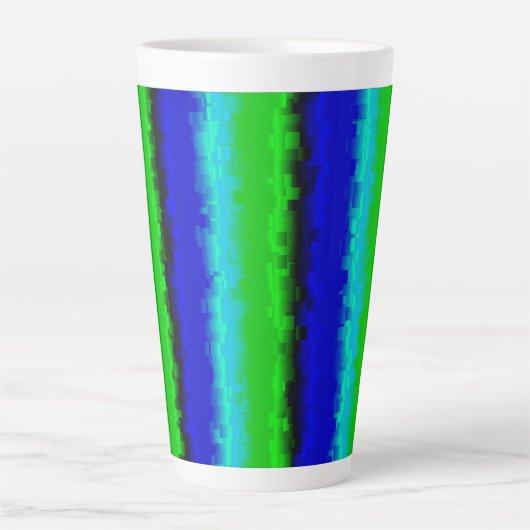 Tasse Latte Rayures de verre brisé bleu vert (Devant)