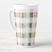 Tasse Latte Rayures écossaises jaune vert blanc (Angle gauche)