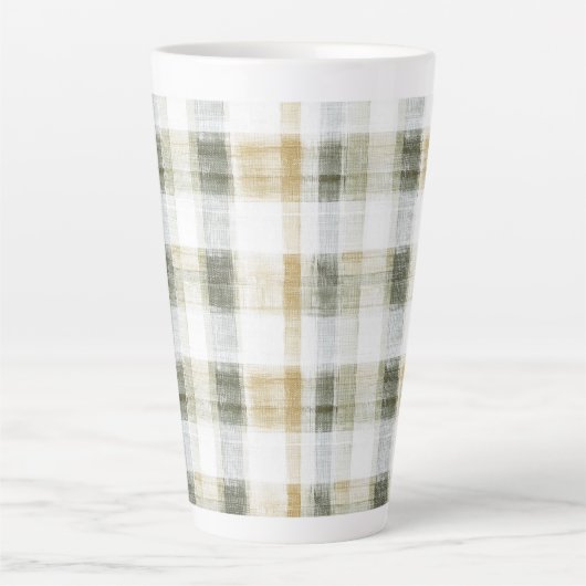 Tasse Latte Rayures écossaises jaune vert blanc (Devant)