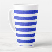 Tasse Latte Rayures géométriques bleues chic (Angle gauche)