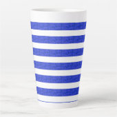 Tasse Latte Rayures géométriques bleues chic (Devant)