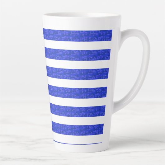 Tasse Latte Rayures géométriques bleues chic (Droite)
