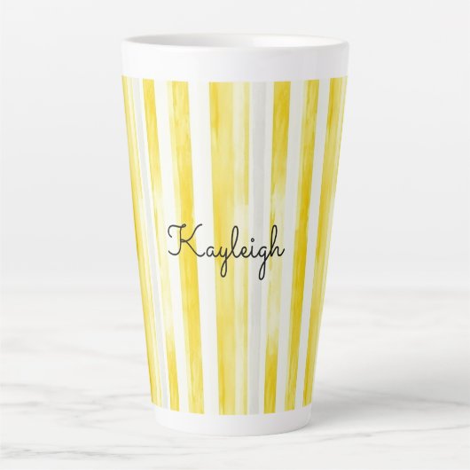 Tasse Latte Rayures Jaune Citron (Devant)