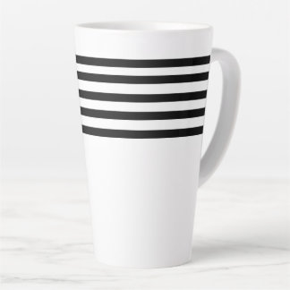 Tasse Latte Rayures noires et blanches minimalistes simples mo